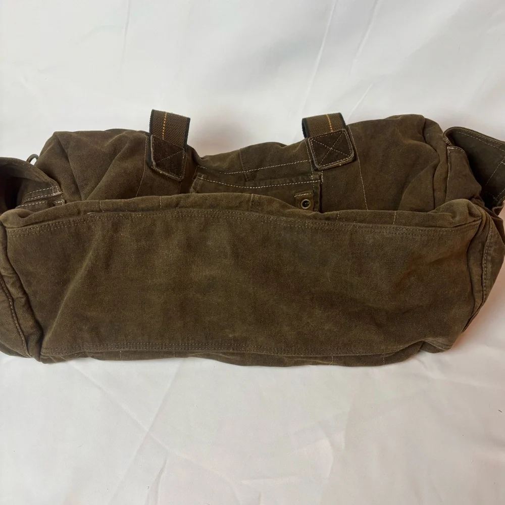 Bed Stu Vick Canvas Duffel Weekender Bag Brown Rustic W/Strap Monogram EMB